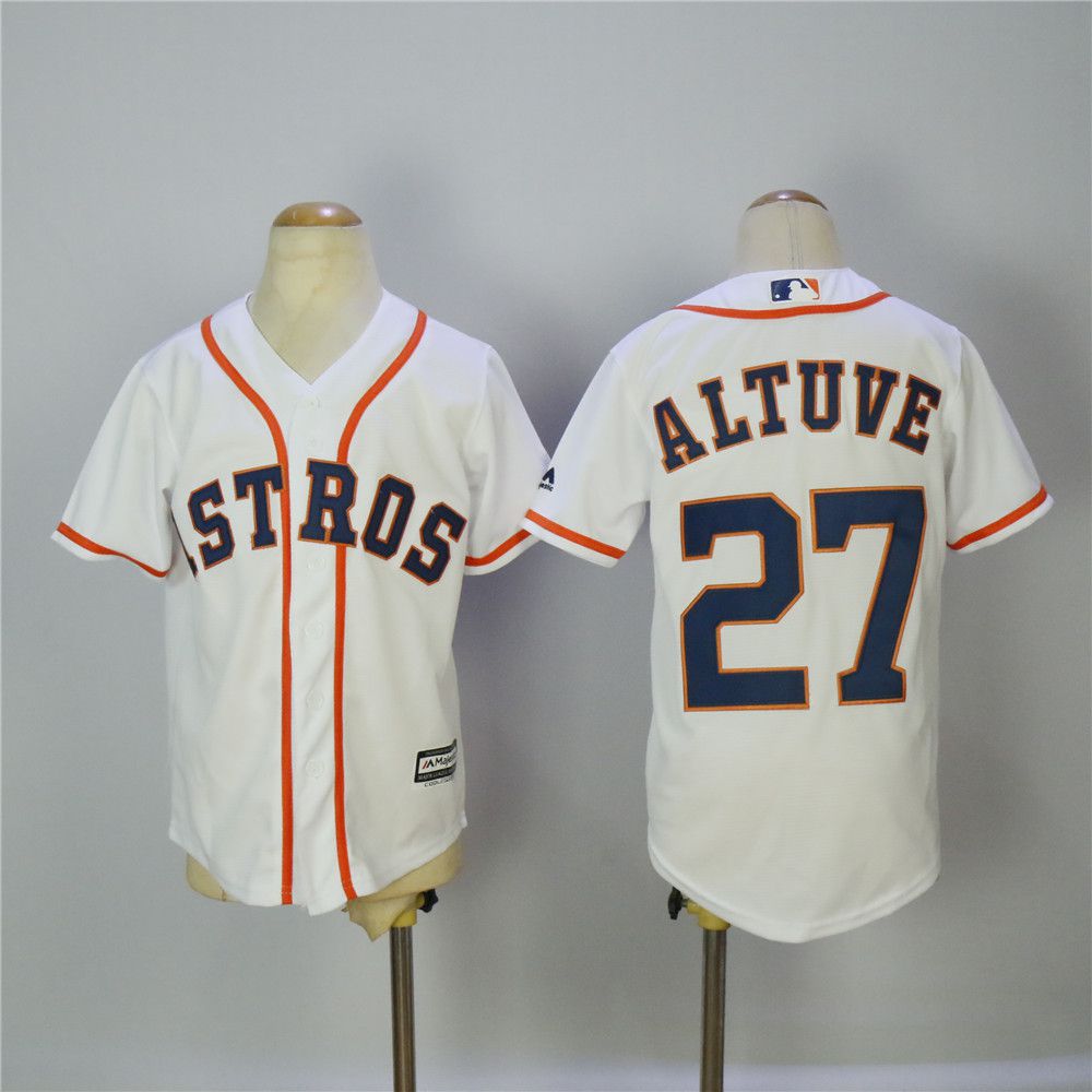 Youth Houston Astros #27 Altuve White MLB Jerseys->youth mlb jersey->Youth Jersey